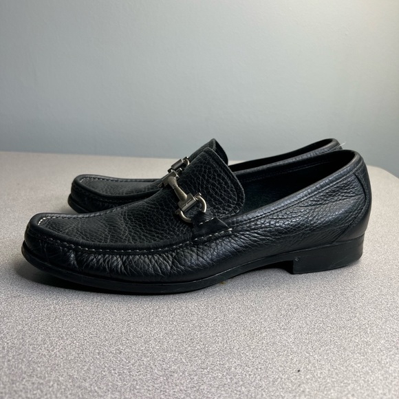 Salvatore Ferragamo Black Leather Slip On Loafers Size 8 - Picture 2 of 12